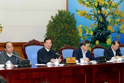 Thủ tướng Nguyễn Tấn Dũng trong buổi họp chiều 19/2 (Ảnh: VGP/Nhật Bắc)